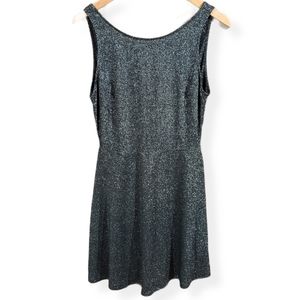 Divided NWT black silver metallic lightweight tank dress V back woman's size 10